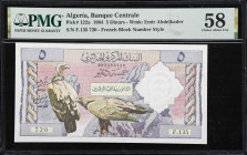 ALGERIA. Banque Centrale d'Algerie. 5 Dinars, 1964. P-122a. PMG Choice About Uncirculated 58.
PMG Comments "Minor Foreign Substance."

Estimate: $2...