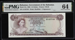 BAHAMAS. Government of the Bahamas. 1/2, 1 & 3 Dollars, 1965. P-17a, 18a, 18b & 19a. PMG Choice Uncirculated 64 & Gem Uncirculated 66 EPQ.

Estimate...