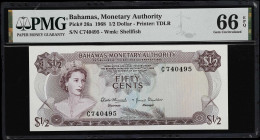 BAHAMAS. Lot of (4). Bahamas Monetary Authority. 1/2, 1 & 3 Dollars, 1968. P-26a, 26s, 27s & 28a. PMG Gem Uncirculated 66 EPQ.

Estimate: $100.00- $...