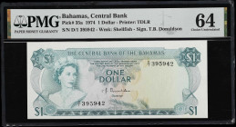 BAHAMAS. Lot of (2). Central Bank of the Bahamas. 1 Dollar, 1974. P-35a & 35b. PMG Choice Uncirculated 64 & Gem Uncirculated 66.

Estimate: $60.00- ...