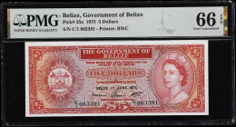 BELIZE. Government of Belize. 5 Dollars, 1975. P-35a. PMG Gem Uncirculated 66 EPQ.

Estimate: $200.00- $300.00