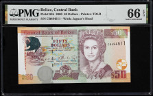 BELIZE. Central Bank of Belize. 50 Dollars, 2000. P-64b. PMG Gem Uncirculated 66 EPQ.

Estimate: $150.00- $250.00
