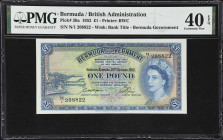 BERMUDA. Bermuda Government. 1 Pound, 1952. P-20a. PMG Extremely Fine 40 EPQ.

Estimate: $75.00- $125.00