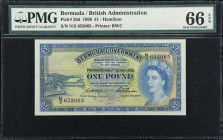 BERMUDA. Bermuda Government. 1 Pound, 1966. P-20d. PMG Gem Uncirculated 66 EPQ.

Estimate: $200.00- $300.00