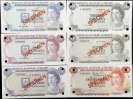 BERMUDA. Full Set of (6). Bermuda Monetary Authority. 1, 5, 10, 20, 50 & 100 Dollars, 1981-82. P-28bs, 29bs, 30bs, 31cs, 32bs & 33as. Specimens. About...