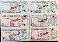 BERMUDA. Full Set of (6). Bermuda Monetary Authority. 2, 5, 10, 20, 50 & 100 Dollars, 2000. P-50as, 51s, 52as, 53as, 54as & 55s. Specimens. About Unci...