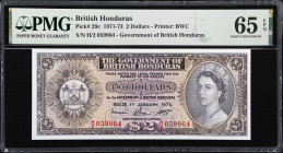 BRITISH HONDURAS. Government of British Honduras. 2 Dollars, 1.1.1973. P-29c. PMG Gem Uncirculated 65 EPQ.

Estimate: $150.00- $250.00