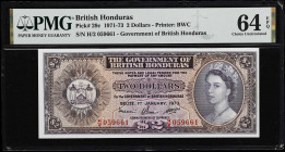 BRITISH HONDURAS. Government of British Honduras. 2 Dollars, 1.1.973. P-29c. PMG Choice Uncirculated 64 EPQ.

Estimate: $125.00- $175.00