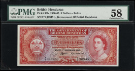 BRITISH HONDURAS. Government of British Honduras. 5 Dollars, 1961. P-30b. PMG Choice About Uncirculated 58.

Estimate: $150.00- $250.00