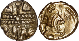 CELTIC BRITAIN. Trinovantes & Catuvellauni. AV Stater (6.01 gms), ca. 55-45 B.C. NGC Ch EF, Strike: 4/5 Surface: 4/5.
Van Arsdell-1470-1; ABC-2436; S...