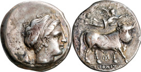 ITALY. Campania. Neapolis. AR Didrachm (Nomos) (7.03 gms), ca. 320-300 B.C. VERY FINE. Tooling.
HGC-1, 451; HN Italy-571. Obverse: Head of nymph righ...