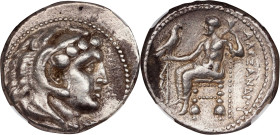 MACEDON. Kingdom of Macedon. Alexander III (the Great), 336-323 B.C. AR Tetradrachm (17.16 gms), Salamis Mint, ca. 332-323 B.C. NGC Ch VF, Strike: 5/5...