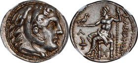 MACEDON. Kingdom of Macedon. Kassander, as Regent or King, 317-298 B.C. AR Tetradrachm (17.31 gms), Amphipolis Mint, ca. 307-297 B.C. NGC Ch AU, Strik...