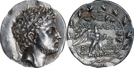 MACEDON. Kingdom of Macedon. Perseus, 179-168 B.C. AR Tetradrachm (16.60 gms), ca. 174-173 B.C. NGC Ch EF, Strike: 5/5 Surface: 2/5. Ex-Jewelry.
HGC-...