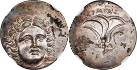 MACEDON. Kingdom of Macedon. Perseus, 179-168 B.C. AR Drachm, Uncertain Mint in Thessaly; Hermias, magistrate, ca. 171/0 B.C. NGC Ch EF.
SNG Keckman-...