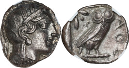 ATTICA. Athens. AR Tetradrachm (16.80 gms), ca. 454-404 B.C. NGC AU, Strike: 5/5 Surface: 2/5.
cf. HGC-4, 1597; Kroll-8 (same). Likely an eastern imi...