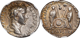 AUGUSTUS, 27 B.C.- A.D. 14. AR Denarius (3.66 gms), Lugdunum Mint, ca. 2 B.C.-A.D. 14. NGC Ch VF, Strike: 4/5 Surface: 2/5. Marks.
RIC-207; RSC-43. O...