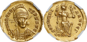 ARCADIUS, A.D. 383-408. AV Solidus (4.44 gms), Constantinople Mint, 6th Officina, ca. 395-402 A.D. NGC, Strike: 5/5 Surface: 4/5.
RIC-7; Depeyrot-55/...