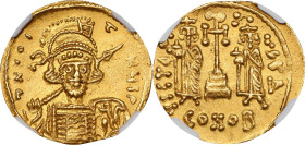 CONSTANTINE IV, 668-685. AV Solidus (4.41 gms), Constantinople Mint, 4th Officina. NGC AU, Strike: 5/5 Surface: 2/5. Clipped, Graffiti.
S-1156. Obver...
