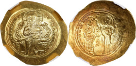 CONSTANTINE X, 1059-1067. AV Histamenon Nomisma (4.42 gms), Constantinople Mint. NGC Ch AU, Strike: 4/5 Surface: 4/5.
S-1848. Obverse: Christ Pantokr...