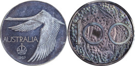 AUSTRALIA. Silver Dollar Pattern, 1967. London (Pinches) Mint. Elizabeth II. PCGS PROOF-66.
KMX-M2. Plain edge. Mintage: 1,500. By A. Meszaros. Alway...