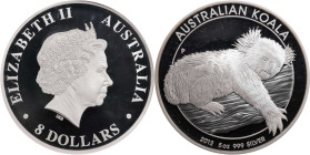 AUSTRALIA. 8 Dollars, 2012-P. Perth Mint. Elizabeth II. NGC PROOF-70 Ultra Cameo.
KM-1841. ASW: 5.00 oz. A stunning Koala, this appealing silver bull...