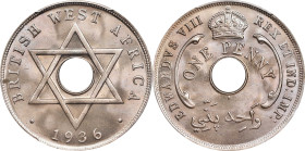 BRITISH WEST AFRICA. Penny, 1936-H. Birmingham (Heaton) Mint. Edward VIII. PCGS MS-65.
KM-16. This charming Mint State Gem delivers intense eye appea...
