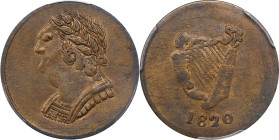 CANADA. Lower Canada. Copper 1/2 Penny Token, 1820. PCGS Genuine--Tooled, AU Details.
LC-60E2; Br-1012. Obverse: Laureate and cuirassed bust left; Re...