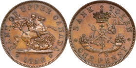 CANADA. Upper Canada. Bank of Upper Canada. Copper Penny Token, 1850. Birmingham (Heaton) Mint. PCGS MS-62 Brown.
KM-Tn3; Breton-719; PC-6A1. Variety...