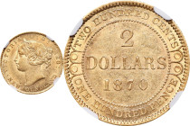 CANADA. Newfoundland. 2 Dollars, 1870. London Mint. Victoria. NGC MS-60.
Fr-1; KM-5. Variety without dot after "NEWFOUNDLAND". One of a mere 14 piece...