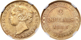 CANADA. Newfoundland. 2 Dollars, 1882-H. Heaton Mint. Victoria. NGC AU Details--Obverse Scratched.
Fr-1; KM-5. A narrow scratch appears to the right ...
