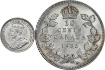 CANADA. 10 Cents, 1936. Ottawa Mint. George V. PCGS MS-63.
KM-23A. This beautiful Choice Mint State example delivers a rich eye appeal, with sharp lu...