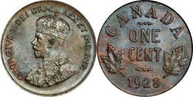 CANADA. Cent, 1928. Ottawa Mint. George V. ANACS MS-64 Brown.
KM-28. This pleasing near-Gem Cent delivers good eye appeal, with rich luster and a glo...