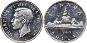CANADA. Dollar, 1948. Ottawa Mint. George VI. PCGS MS-62.
KM-46. The KEY DATE for the series, this example boasts enchanting and highly alluring eye ...