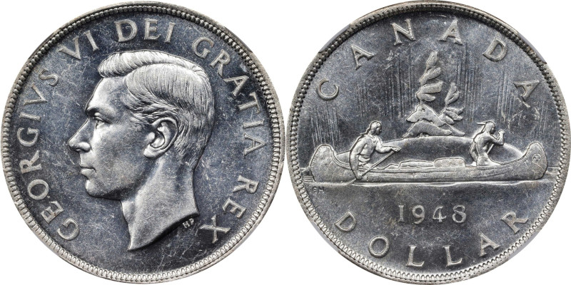 CANADA. Dollar, 1948. Ottawa Mint. George VI. NGC MS-61.
KM-46. The KEY DATE fo...