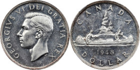 CANADA. Dollar, 1948. Ottawa Mint. George VI. NGC AU Details--Obverse Scratched.
KM-46. The KEY DATE for the series, this example stands as a commend...