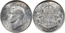 CANADA. 50 Cents, 1947. Ottawa Mint. George VI. PCGS Genuine--Cleaned, Unc Details.
KM-36. Variety with maple leaf and straight "7". Lightly cleaned ...