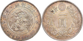 JAPAN. Yen, Year 27 (1894). Osaka Mint. Mutsuhito (Meiji). PCGS MS-63.
KM-Y-A25.3; JNDA-01-10A; JC-09-10-2. Impressively toned with a mélange of past...