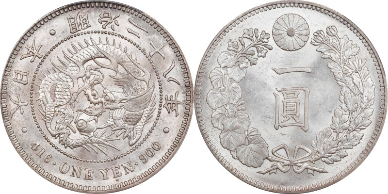 JAPAN. Yen, Year 28 (1895). Osaka Mint. Mutsuhito (Meiji). PCGS MS-63.
KM-Y-A25...