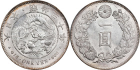 JAPAN. Yen, Year 30 (1897). Osaka Mint. Mutsuhito (Meiji). PCGS MS-63.
KM-Y-A25.3; JNDA-01-10A; JC-09-10-2. An exceedingly frosty Choice Yen that pos...