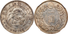 JAPAN. Yen, Year 36 (1903). Osaka Mint. Mutsuhito (Meiji). NGC AU-58.
KM-Y-A25.3; JNDA-01-10A; JC-09-10-2. Hardly with any evidence of handling or ti...