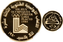 LEBANON. 400 Livres, 1980. NGC PROOF-69 Ultra Cameo.
Fr-1; KM-34. Mintage: 1,000. Struck to commemorate the 1980 Winter Olympics in Lake Placid, this...
