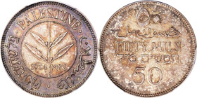 PALESTINE. British Mandate. 50 Mils, 1934. London Mint. PCGS MS-63.
KM-6. A better date in the series, this minor presents some rather deep iridescen...