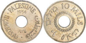 PALESTINE. British Mandate. 10 Mils, 1934. London Mint. PCGS MS-63.
KM-4. Mostly steely gray, this Choice example offers some delightful almond hints...