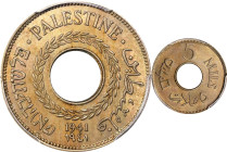PALESTINE. British Mandate. 5 Mils, 1941. London Mint. PCGS MS-64.
KM-3. A KEY DATE to the series, this example presents a deep almond-gray nature al...