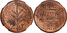 PALESTINE. British Mandate. 2 Mils, 1941. London Mint. NGC MS-63 Red Brown.
KM-2. The second date in the series for the type, this Choice example off...