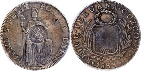 PHILIPPINES. Philippines - Peru. 8 Reales, ND (1832-34). Manila Mint. Ferdinand VII. PCGS Genuine--Cleaned, VF Details. Countermark: EF Details.
KM-8...