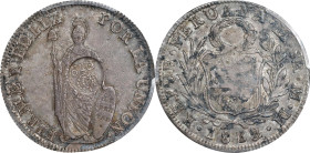 PHILIPPINES. Philippines - Peru. 8 Reales, ND (1832-34). Manila Mint. Ferdinand VII. PCGS Genuine--Environmental Damage, EF Details; Countermark: AU D...