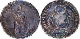 PHILIPPINES. Philippines - Peru. 8 Reales, ND (1834-37). Manila Mint. Isabel II. PCGS Genuine--Cleaned, VF Details. Countermark: VF Details.
KM-138.4...