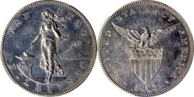 PHILIPPINES. Peso, 1903. Philadelphia Mint. PCGS PROOF-61.
KM-168; Allen-16.01. Mostly steely gray in hue, this proof striking features some subtle c...